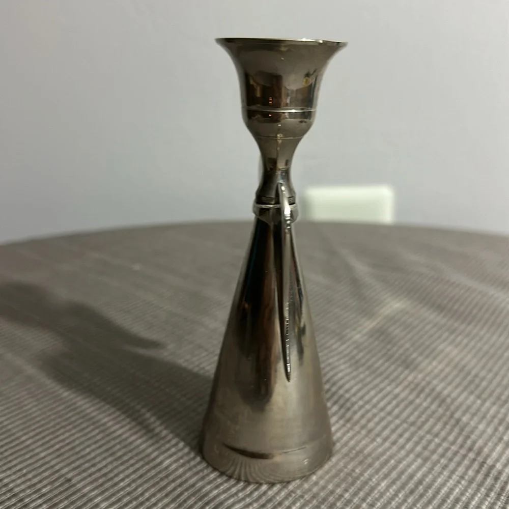 Silver angel taper candle holder 5” tall